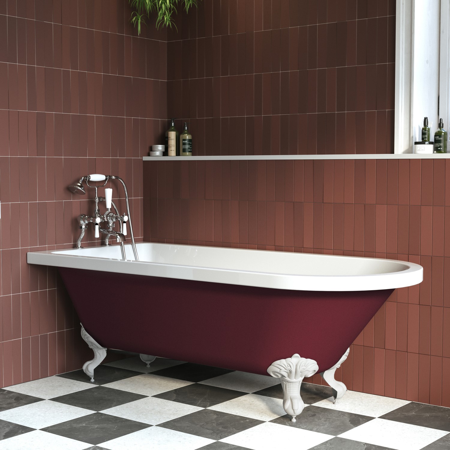 Burgundy Freestanding Single Ended Bath Feet 1670 x 740mm