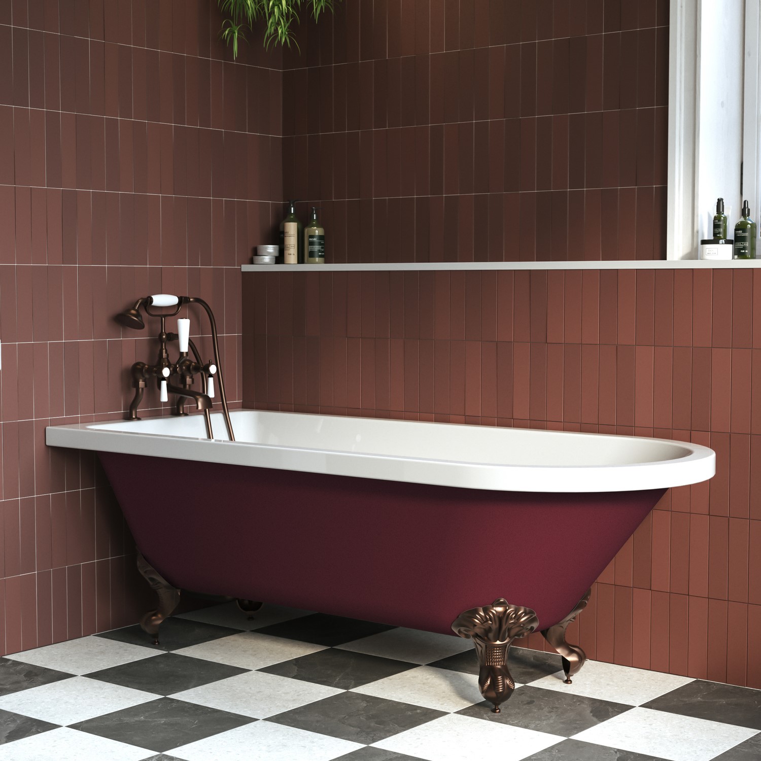 Burgandy Freestanding Single Ended Bath Feet 1670 x 740mm
