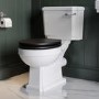 Close Coupled Traditional Toilet with Black Wooden Soft Close Seat & Chrome Flush Lever - Park Royal