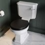 Close Coupled Traditional Toilet with Black Wooden Soft Close Seat & Chrome Flush Lever - Park Royal