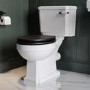 Close Coupled Traditional Toilet with Black Wooden Soft Close Seat & Black Flush Lever - Park Royal
