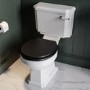 Close Coupled Traditional Toilet with Black Wooden Soft Close Seat & Brushed Brass Handle - Park Royal