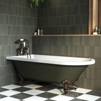 Dark Green Freestanding Single Ended Bath with Bronze Feet 1670 x 740mm - Park Royal