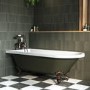 Dark Green Freestanding Single Ended Bath with Bronze Feet 1670 x 740mm - Park Royal