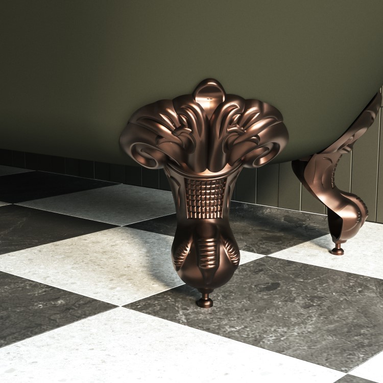 Dark Green Freestanding Single Ended Bath with Bronze Feet 1670 x 740mm - Park Royal