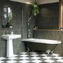 Dark Green Freestanding Single Ended Shower Bath with Chrome Screen & Feet 1670 x 740mm - Park Royal