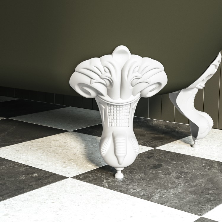 Dark Green Freestanding Single Ended Shower Bath with Chrome Screen & White Feet 1670 x 740mm - Park Royal