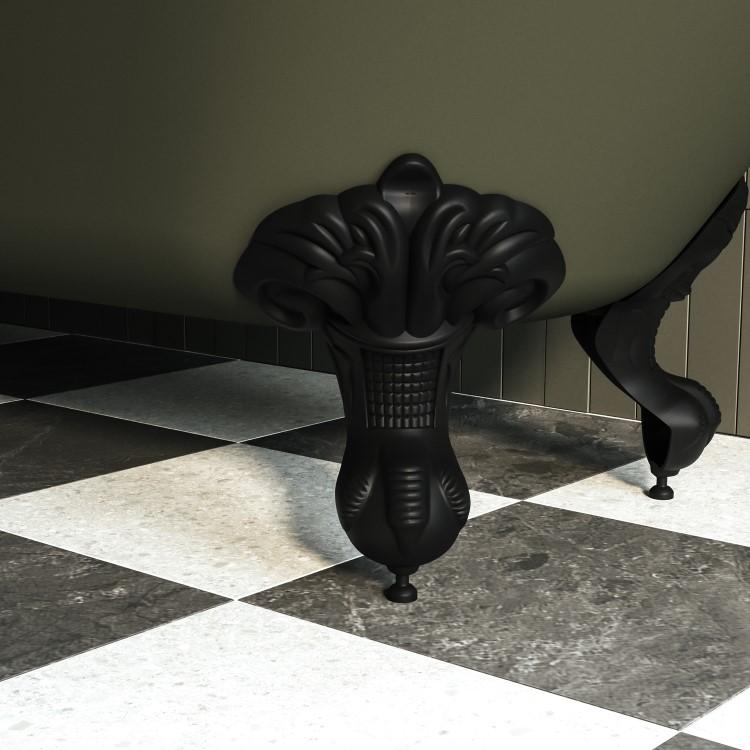 Dark Green Freestanding Single Ended Shower Bath with Black Screen & Feet 1670 x 740mm - Park Royal