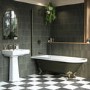 Dark Green Freestanding Single Ended Shower Bath with Brushed Brass Screen & Feet 1670 x 740mm - Park Royal