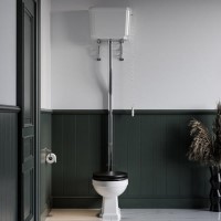 Traditional High Level Short Projection Toilet with Black Wooden Soft Close Seat - Park Royal