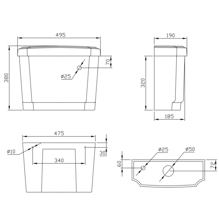 Close Coupled Traditional Low Level Short Projection Toilet with Black Wooden Soft Close Seat & Brass Fittings - Park Royal