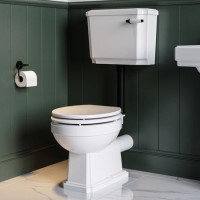 Close Coupled Traditional Low Level Short Projection Toilet with Wooden Soft Close Seat & Black Fittings - Park Royal Close Coupled Traditional Low Level Short Projection Toilet with Wooden Soft Close Seat & Black Fittings - Park Royal