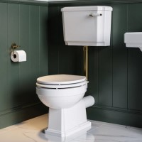 Close Coupled Traditional Low Level Short Projection Toilet with Wooden Soft Close Seat & Brass Fittings - Park Royal Close Coupled Traditional Low Level Short Projection Toilet with Wooden Soft Close Seat & Brass Fittings - Park Royal