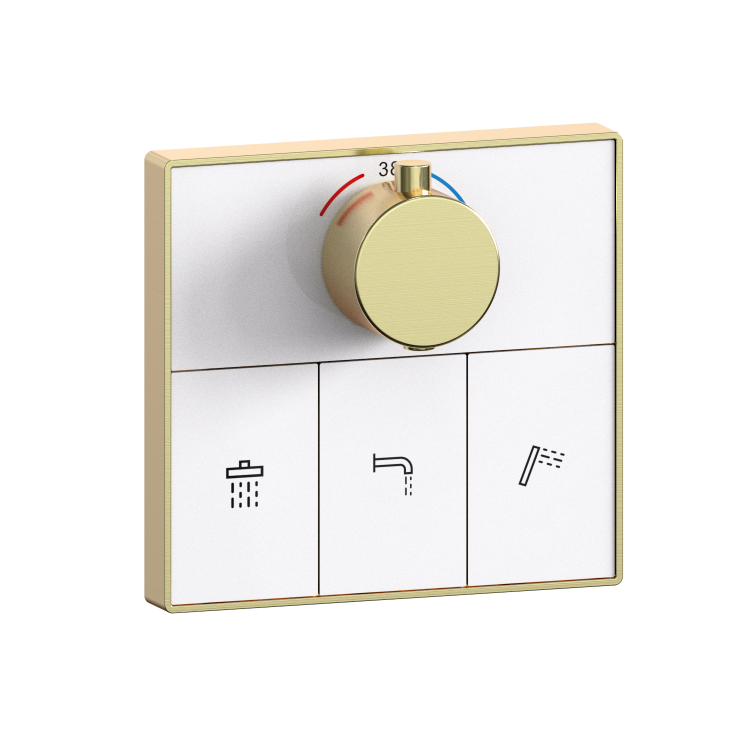 Brushed Brass 3 Outlet Concealed Mixer Shower Set With Bath Filler Spout & Hand Shower - Priya