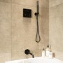 Black 2 Outlet Concealed Mixer Shower Set With Bath Filler Spout & Hand Shower - Priya