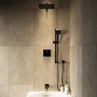 Black 3 Outlet Concealed Mixer Shower Set With Bath Filler Spout & Hand Shower with Slide Rail Kit - Priya