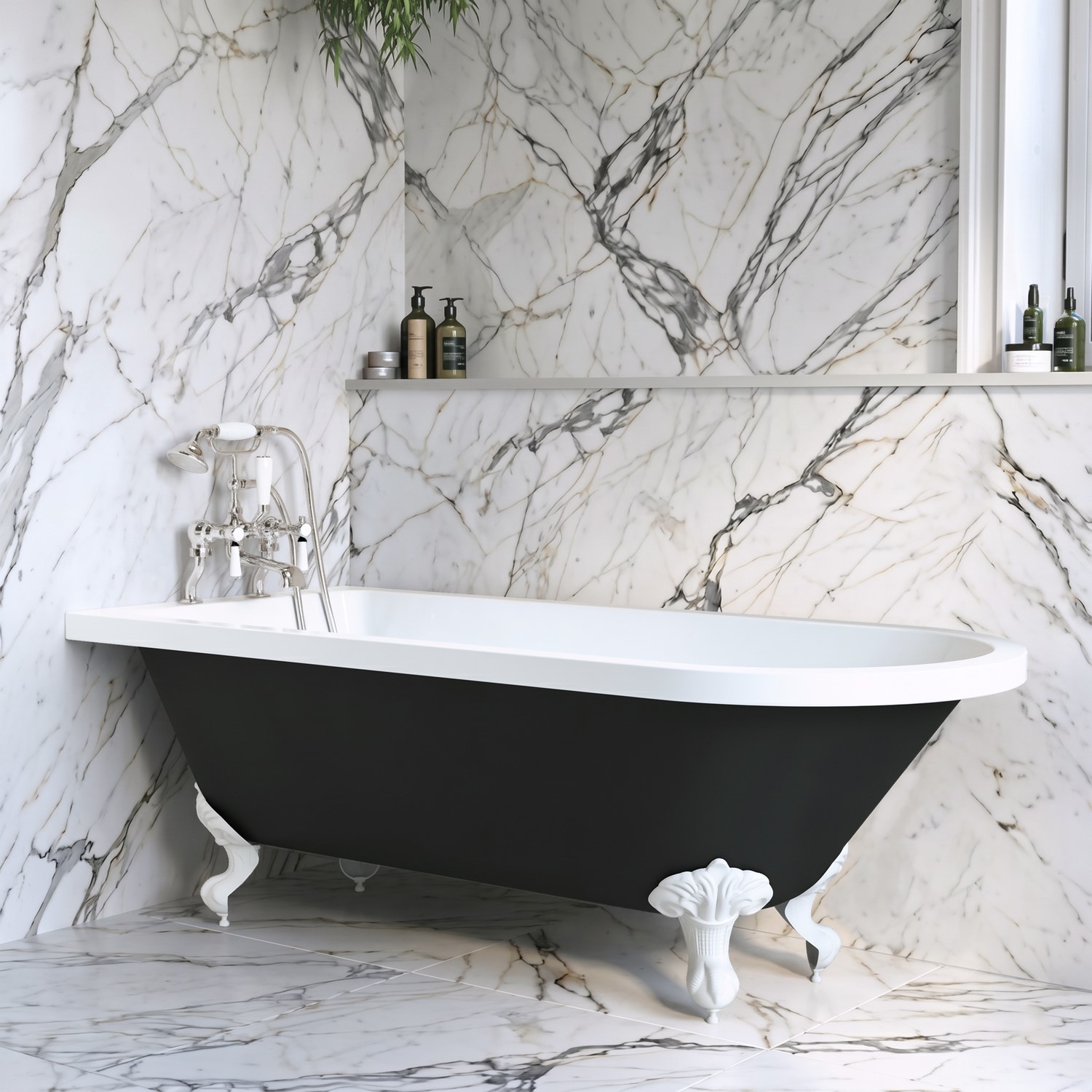 Freestanding Single Ended Bath White Feet 1670 x 740mm