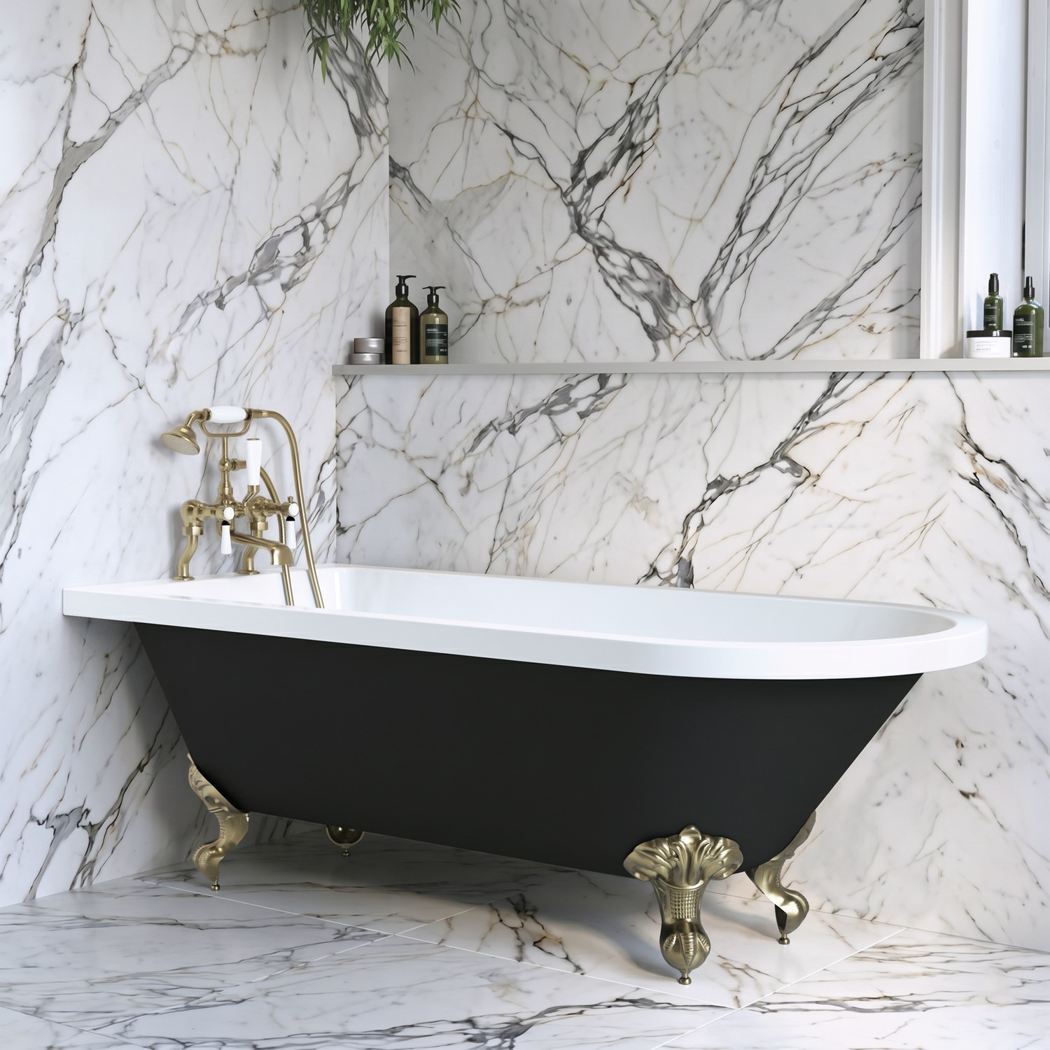 Freestanding Single Ended Bath Brass Feet 1670 x 740mm