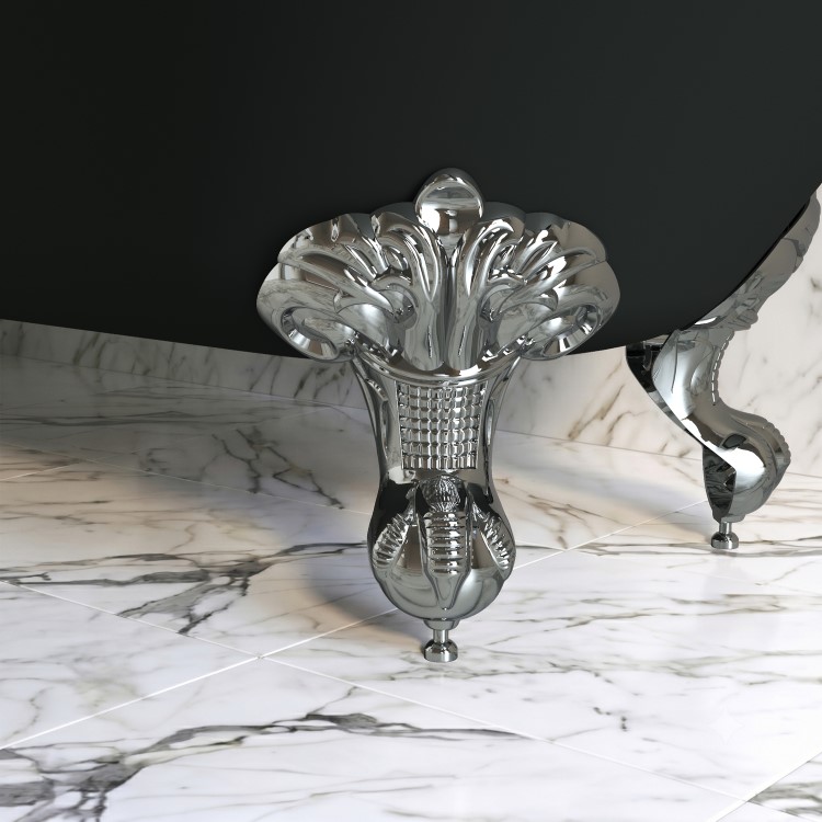 Black Freestanding Single Ended Bath with Chrome Feet 1670 x 740mm - Park Royal