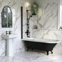 Black Freestanding Single Ended Shower Bath with Black Screen & Feet 1670 x 740 mm - Park Royal