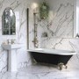 Black Freestanding Single Ended Shower Bath with Brushed Brass Screen & Feet 1670 x 740 mm - Park Royal
