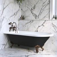 Black Freestanding Single Ended Bath with Bronze Feet 1670 x 740mm - Park Royal