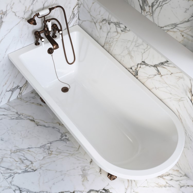 Black Freestanding Single Ended Bath with Bronze Feet 1670 x 740mm - Park Royal