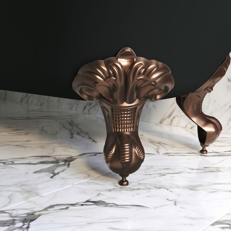 Black Freestanding Single Ended Bath with Bronze Feet 1670 x 740mm - Park Royal