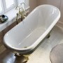 Dark Green Freestanding Single Ended Roll Top Slipper Bath with Brass Feet 1615 x 690mm - Park Royal