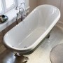 Dark Green Freestanding Single Ended Roll Top Slipper Bath with White Feet 1615 x 690mm - Park Royal