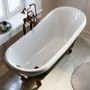Dark Green Freestanding Single Ended Roll Top Slipper Bath with Bronze Feet 1615 x 690mm - Park Royal