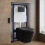 Matt Black Wall Hung Smart Bidet Japanese Toilet & 1160mm Frame Cistern and Matt Black Mechanical Flush Plate - Purificare