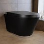 Matt Black Wall Hung Smart Bidet Japanese Toilet & 820mm Frame Cistern with Polished Chrome  Pneumatic Flush Plate - Purificare