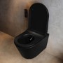 Matt Black Wall Hung Smart Bidet Japanese Toilet & 820mm Frame Cistern with Polished Chrome  Pneumatic Flush Plate - Purificare