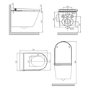 Matt Black Wall Hung Smart Bidet Japanese Toilet & 820mm Frame Cistern with Polished Chrome  Pneumatic Flush Plate - Purificare
