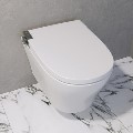 Wall Hung Smart Bidet Japanese Toilet with Heated Seat & 1160mm Frame Cistern and Black Pneumatic Flush Plate - Purificare