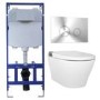 Wall Hung Smart Bidet Japanese Toilet with Heated Seat & 820mm Frame Cistern and Chrome Pneumatic Flush Plate - Purificare