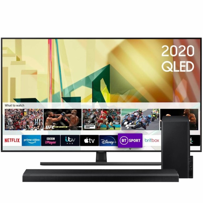Samsung QE55Q70TATXXU 55" 4K Ultra HD Smart QLED TV with Soundbar and Subwoofer