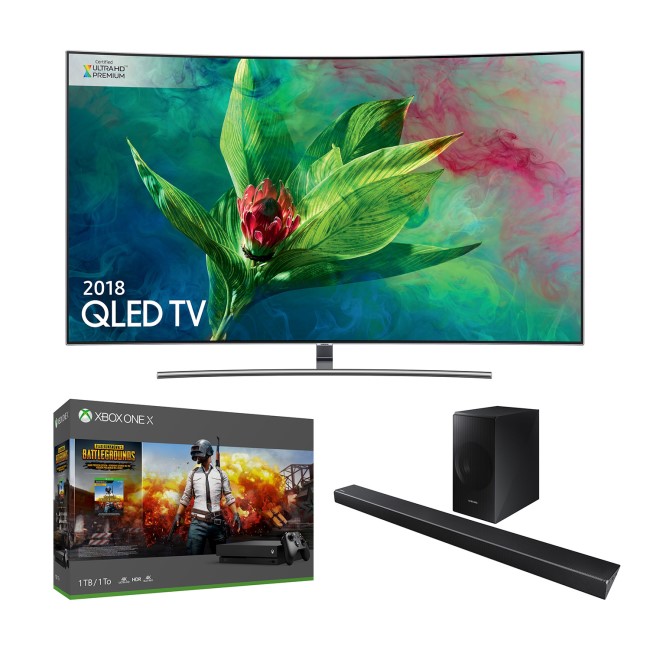Samsung QE65Q8CN 65" 4K Ultra HD HDR Curved QLED Smart TV with Samsung HW-N650 5.1 Soundbar and Xbox One X Bundle