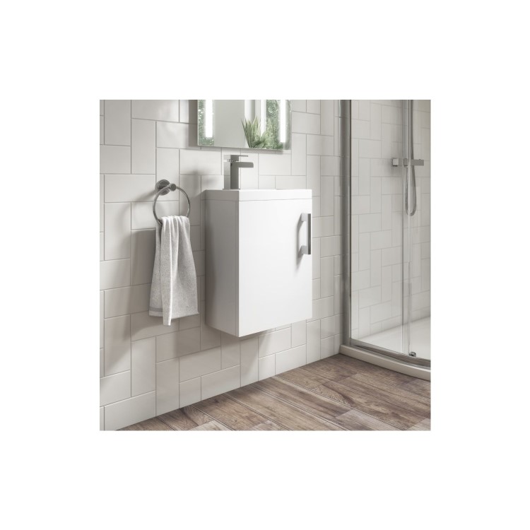 900mm Quadrant Shower Suite with White 400mm Wall Hung Vanity Unit  Toilet & Tray - Ashford