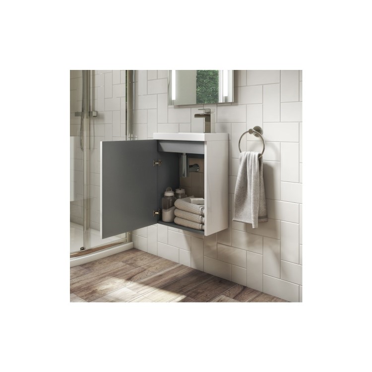 900mm Quadrant Shower Suite with White 400mm Wall Hung Vanity Unit  Toilet & Tray - Ashford