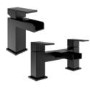Black Waterfall Bath and Basin Tap Set - Quadra