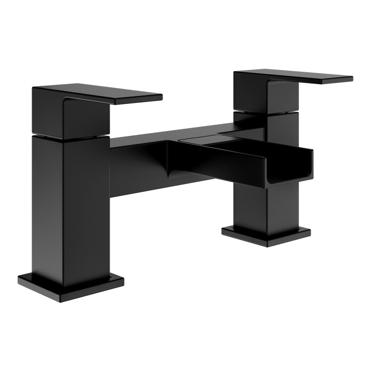 Black Waterfall Bath and Basin Tap Set - Quadra