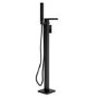 Black basin tap and freestanding bath filler tap pack - Quadra