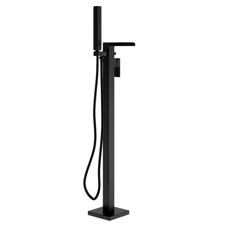 Black basin tap and freestanding bath filler tap pack - Quadra