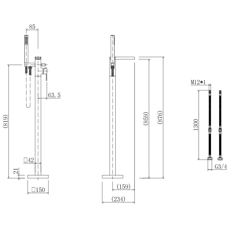 Black basin tap and freestanding bath filler tap pack - Quadra