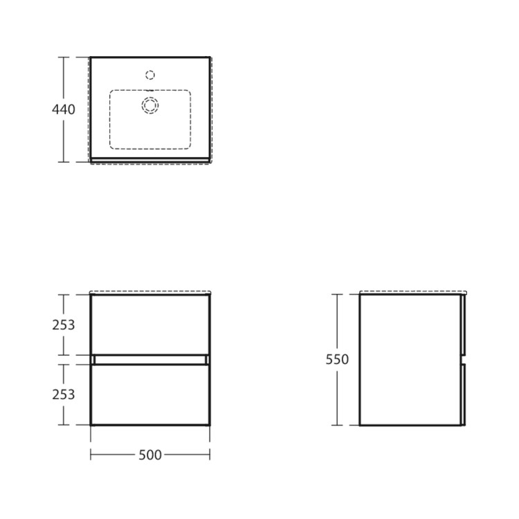 Ideal Standard Eurovit+ 500mm White Wall Hung Vanity Unit with Basin