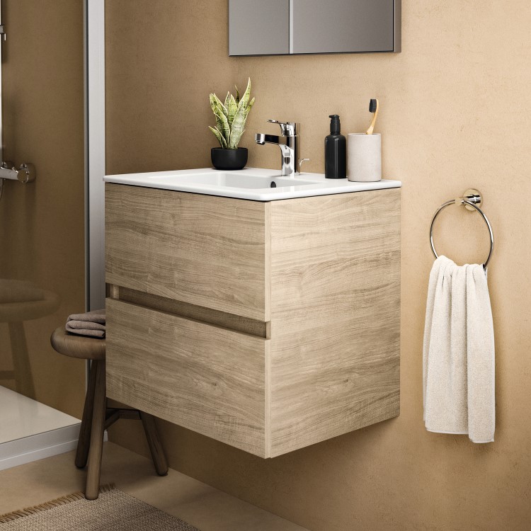 Ideal Standard Eurovit+ 500mm Oak Wall Hung Vanity Unit with Basin