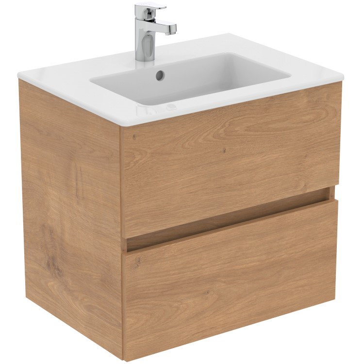 Ideal Standard Eurovit+ 500mm Oak Wall Hung Vanity Unit with Basin