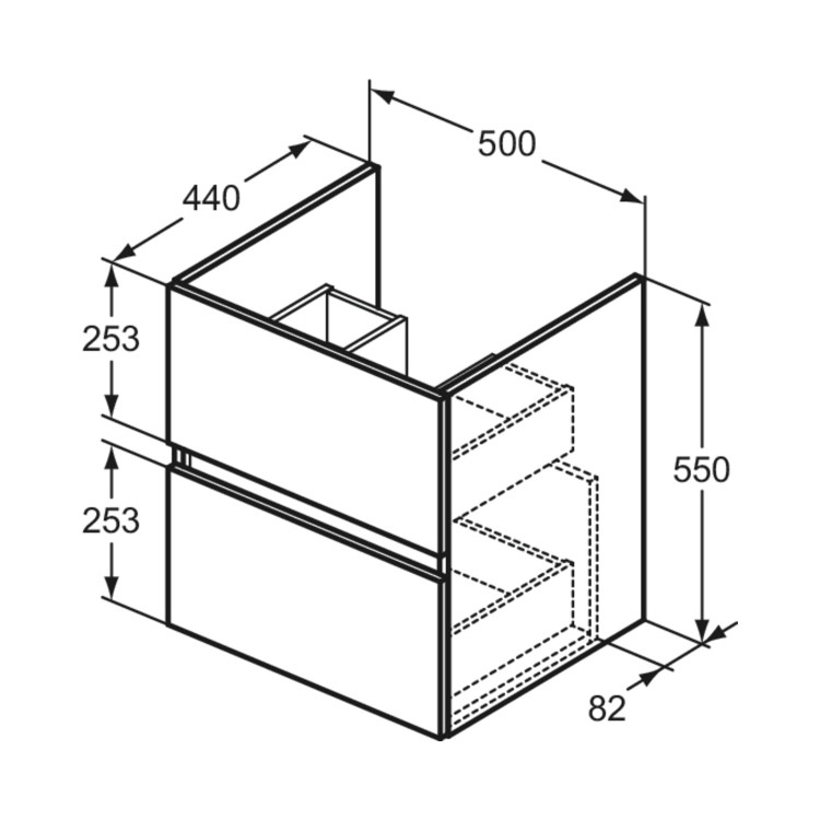 Ideal Standard Eurovit+ 500mm Oak Wall Hung Vanity Unit with Basin